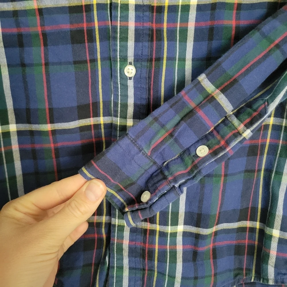 Polo Ralph Lauren 100% Cotton Long Sleeve Button Down Boys 4 Plaid Blue